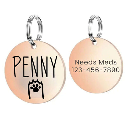 Customizable pet tags with engraved stainless steel design