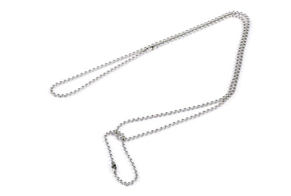 A durable stainless steel ball chain necklace for military-style pet ID tags.